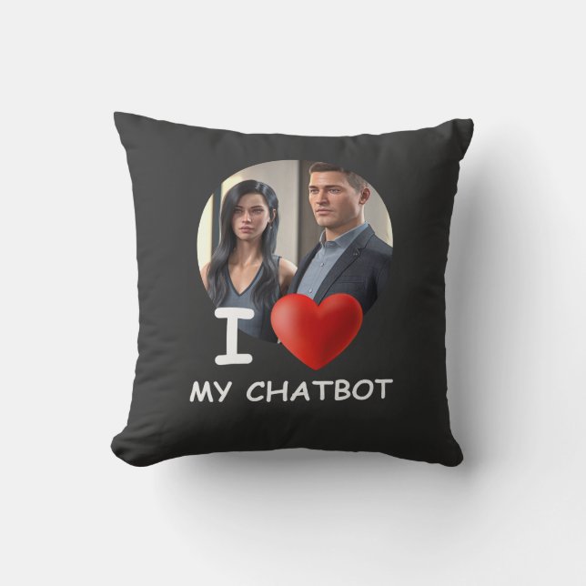 Coussin ❤️ J'Aime Mon Chatbot Créer Ma Propre Photo (Recto)