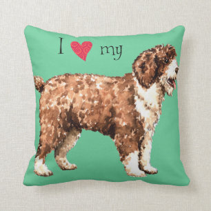 Coussin J'aime mon chien d'eau espagnol