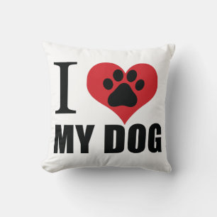 Coussin J'aime mon chien jeter l'oreiller
