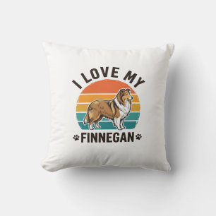 Coussin J'aime mon design de t-shirt avec le nom Finnegan