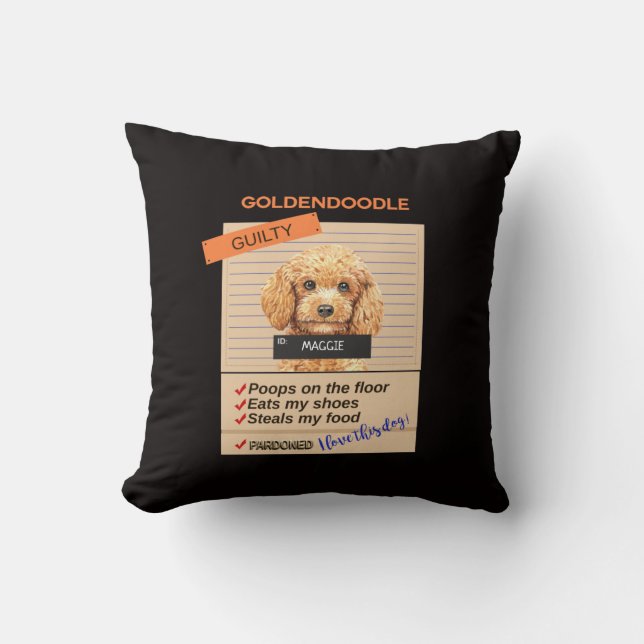 Coussin J'Aime Mon Goldendoodle Malgré Les Mauvaises Habit (Recto)