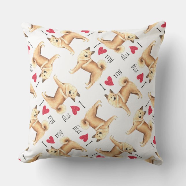 Coussin J'aime mon norvégien Buhund (Recto)