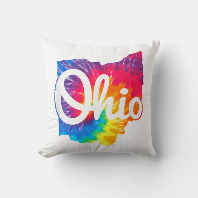 Coussin J'aime mon Ohio Maison Script Tie Dye Ohio (Recto)