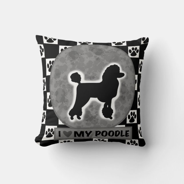 Coussin J'Aime Mon Poodle (Recto)