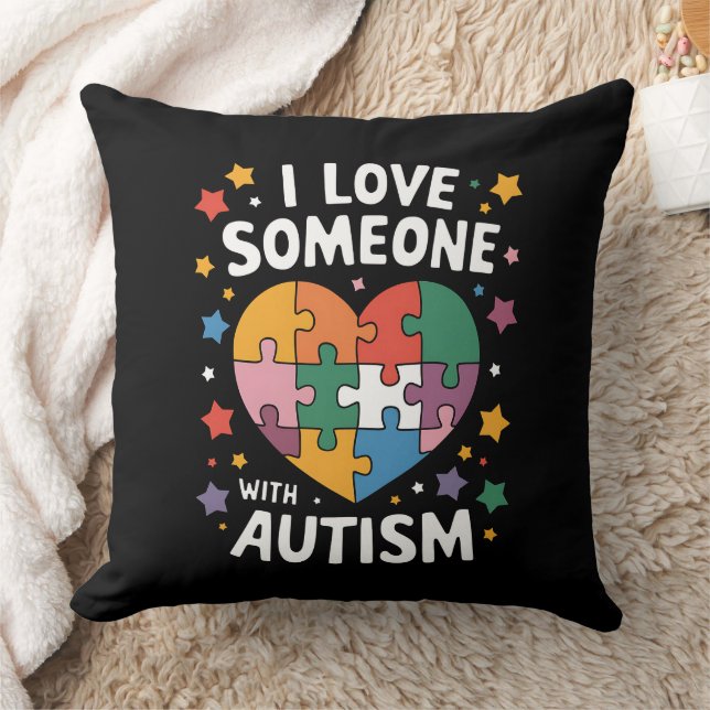 Coussin J'Aime Quelqu'Un Avec Autisme Sensibilisation Auti (Couverture)