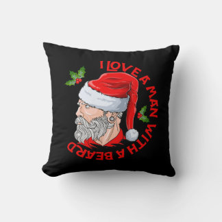 Coussin J'Aime Un Homme Avec Une Barbe Hipster Père Noël