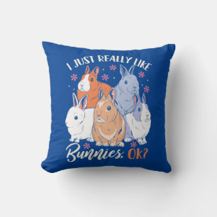 Coussin J'Aime Vraiment Les Lapins