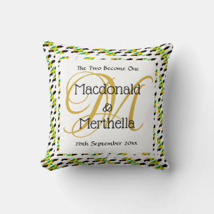 Coussin JAMAÏQUE Personnalisé Souvenir de mariage mono