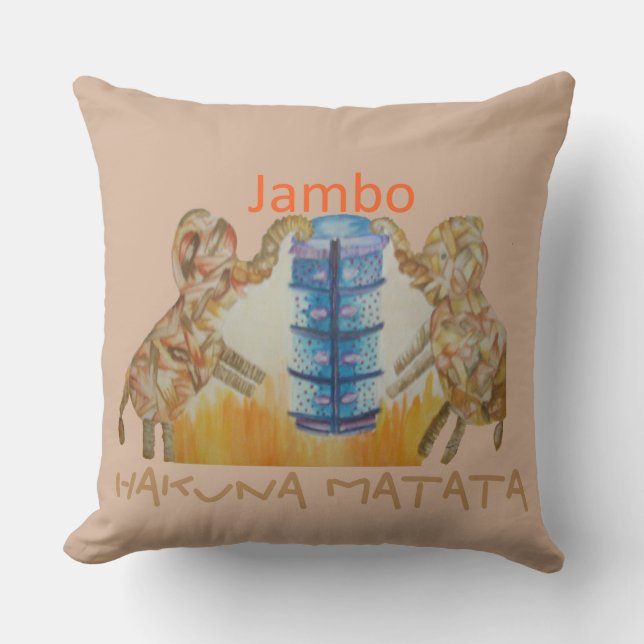 Coussin Jambo Jumbo African Kids Elephants Art Imprimer (Recto)