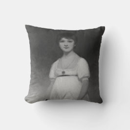 Coussin Jane Austen portrait d'art noir et blanc