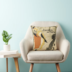 Coussin Jane Avril de la danseuse Art nouveau par Toulouse