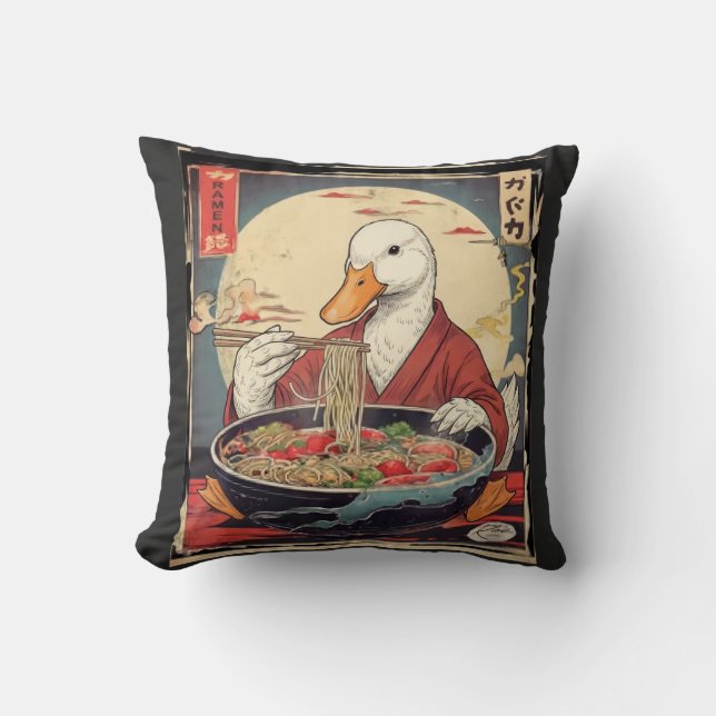 Coussin Japanese Duck Ramen , Fun Foodie Gift for  Noodle  (Recto)
