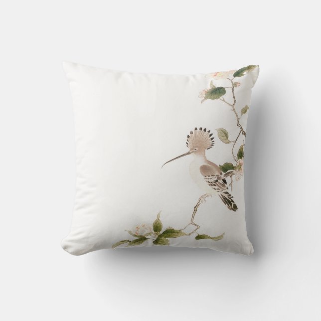 Coussin Japon Fleurs de printemps et oiseaux (Recto)