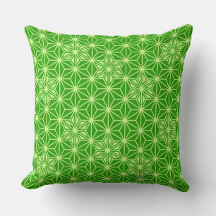 Coussin Japonais Asanoha motif - vert citron