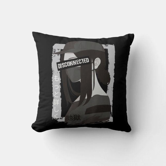 Coussin Japonais esthétique Vaporwave déconnecté Anime Gi (Recto)