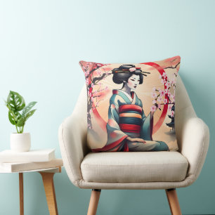 COUSSIN JAPONAIS GEISHA FEMME BEAUTY CHERRY BLOSSOMS