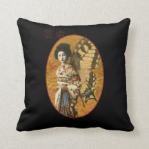 Coussin japonais vintage de jet de geisha
