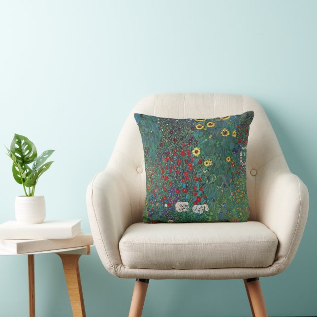 Coussin Jardin agricole avec tournesol par Klimt, Fleurs V (Chaise)