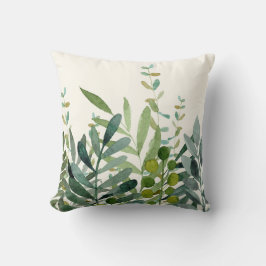 Coussin Jardin-Aquarelle Feuilles botaniques 