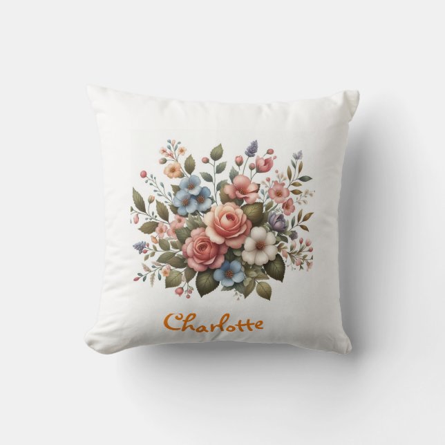 Coussin Jardin botanique fleur sauvage lunaire décoratif (Recto)