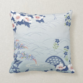 Coussin Jardin d'agrément japonais bleu-clair élégant