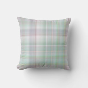 Coussin Jardin de Fées Rose Pâle et Menthe à Carreaux