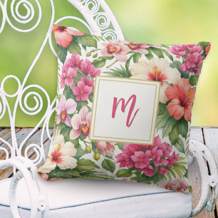 Coussin Jardin de fleurs tropicales Floral coloré