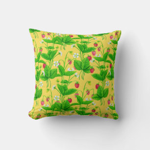 Coussin Jardin de fraise sur jaune