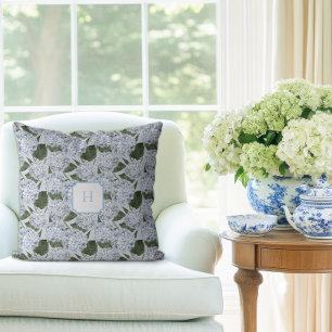 Coussin Jardin de Hortensias Bleus Monogramme  