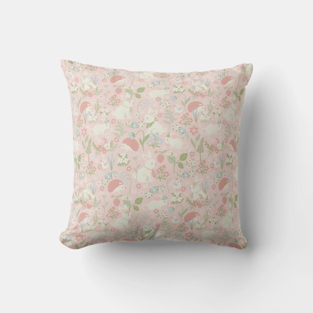 Coussin Jardin de lapin printanier (Recto)