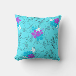 Coussin Jardin de minuit Hawaïen Fleur d'Hibiscus