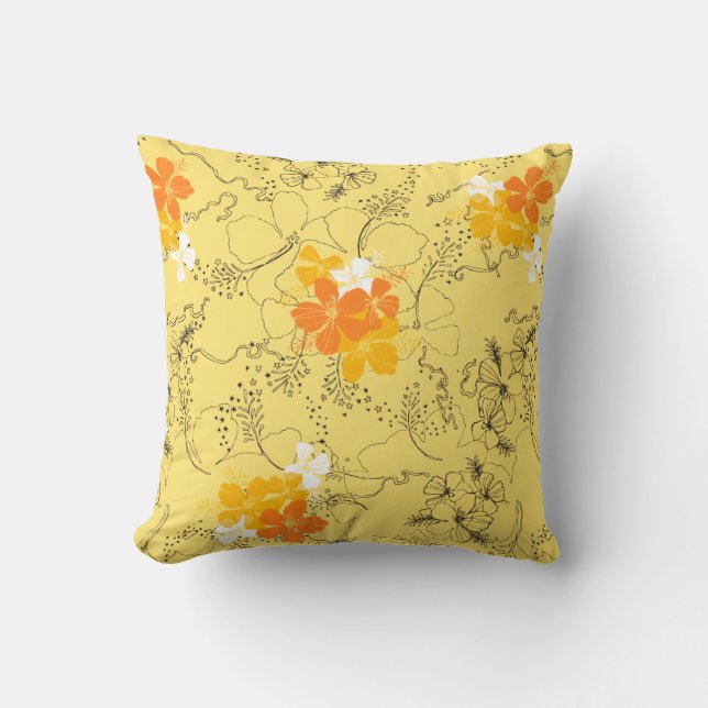 Coussin Jardin de minuit Hibiscus hawaïen Floral (Recto)