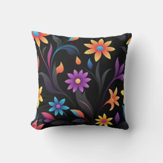 Coussin Jardin de minuit : Imaginaire floral vibrant