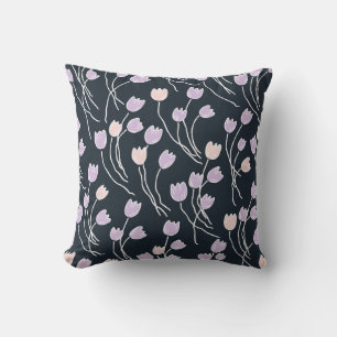 Coussin Jardin de minuit moody marine et lilas floral