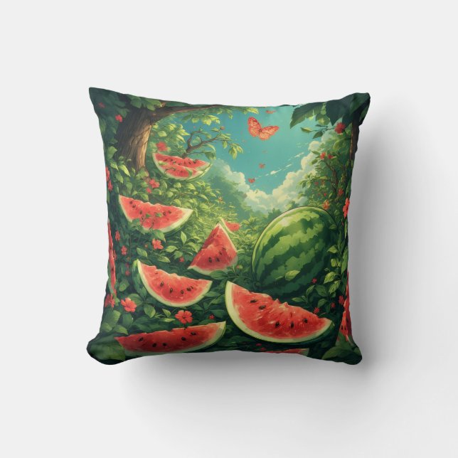 Coussin Jardin de pastèque magique - Nature Imaginaire Bla (Recto)