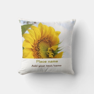 Coussin Jardin de tournesol jaune ajouter photo nom du tex