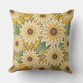 Coussin Jardin de tournesol jaune fleuri gras