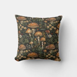 Coussin Jardin des champignons vintages Motif sans couture