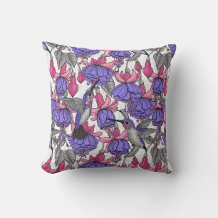 Coussin Jardin des colibris en rose et rose