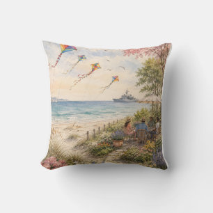 Coussin Jardin d'été au bord de la mer – Plage côtière, Ki