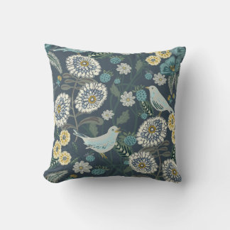Coussin Jardin D'Été Oiseaux Et Fleurs
