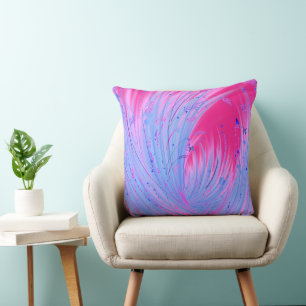 Coussin Jardin enchanté rose bleu Abstrait