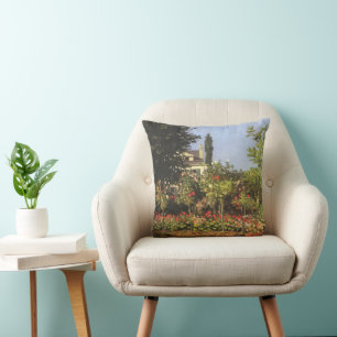 Coussin Jardin fleuri à Sainte Adresse par Claude Monet