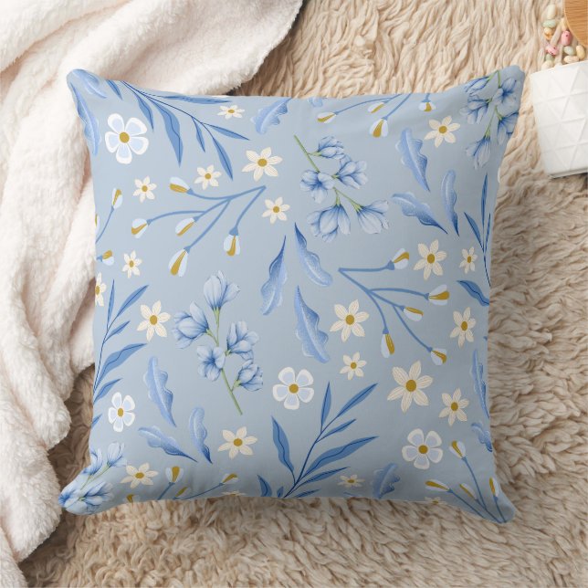 Coussin Jardin Floral Bleu Jeu d'Oreiller (Couverture)