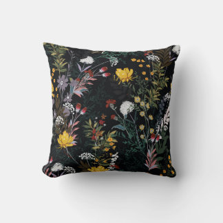 Coussin Jardin floral foncé : Motif nocturne florissant