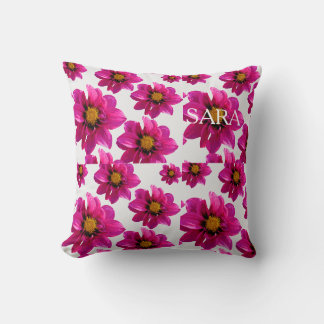 Coussin Jardin Floral Rose Nom Personnalisé Imprimé Partou