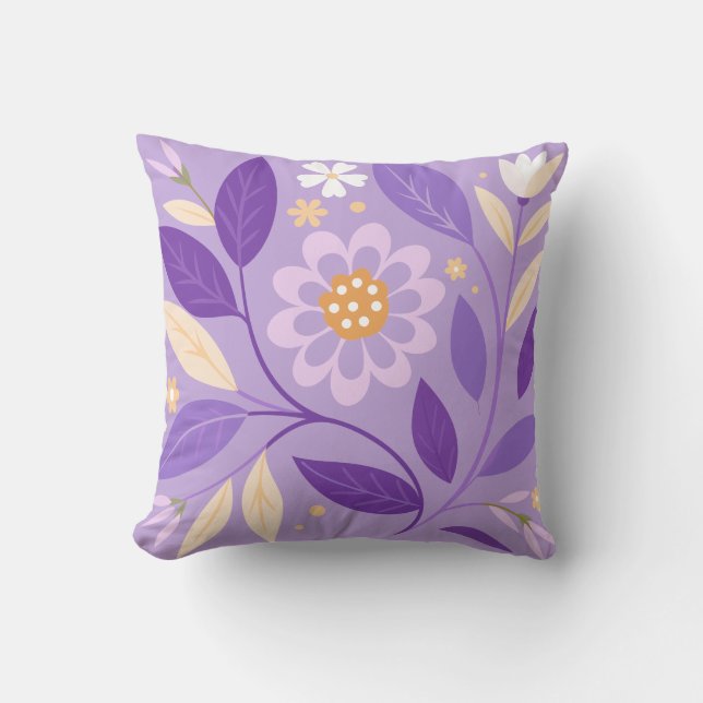 Coussin Jardin Floral Violet Jeu d'Oreiller (Recto)