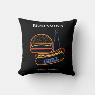 Coussin Jardin Grill avec Burgers Hot Dogs Bière