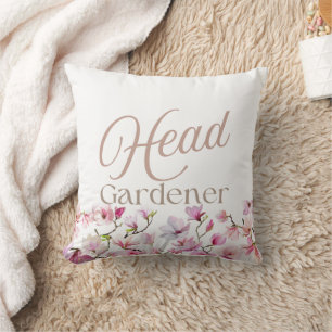 Coussin Jardinier en Chef Écriture Élégante Florale