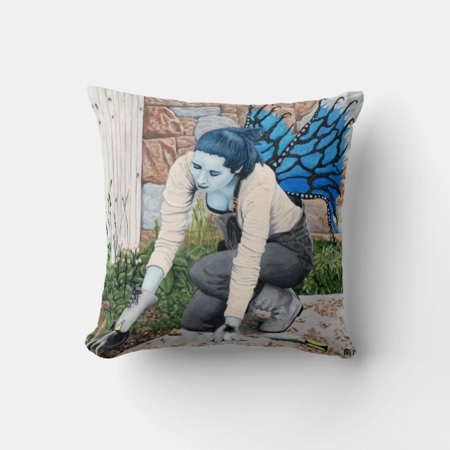 Coussin Jardinier Fairy foncé Imaginaire Art Jeter Oreille (Recto)